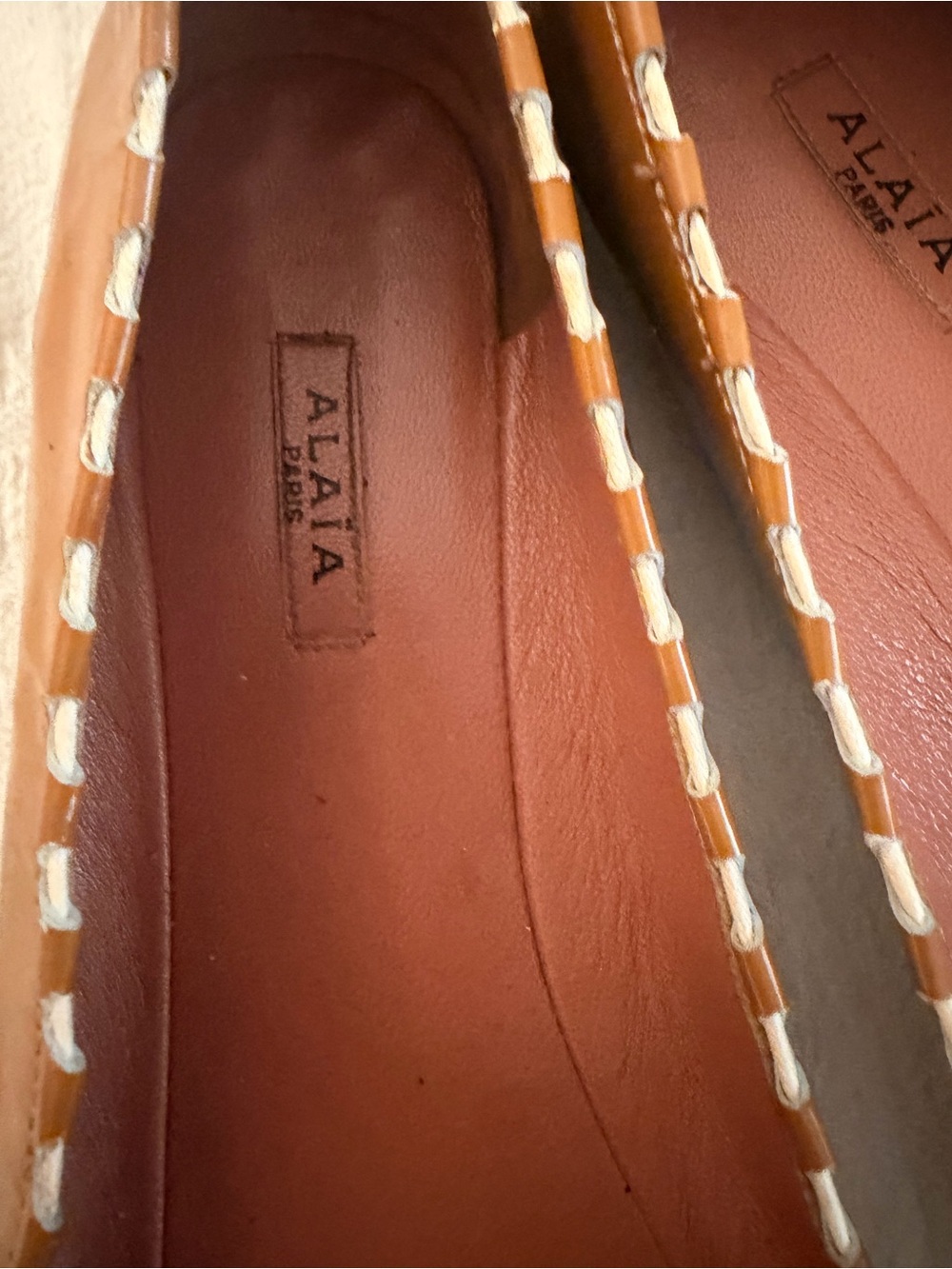 Alaïa Paris Patent Leather Bow Ballet Flats Cognac Size 37 - Picture 2 of 9